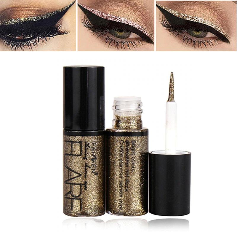 Professional New Shiny Eye Liners Cosmetics for Women Pigment Silver Rose Gold Color Liquid Glitter Eyeliner Cheap Makeup Beauty